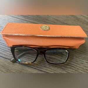 Tory Burch Tortoise Glasses with Orange Case